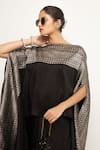 Sobariko_Black Silk Woven Brocade Straight Neck Devi Panel Cape With Skirt _Online_at_Aza_Fashions