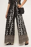 Shop_Sobariko_Black Brocade Woven Floral V Neck Maya Pattern Jumpsuit _Online_at_Aza_Fashions