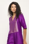 Sobariko_Purple Brocade Woven Geometric V Neck Sayra Bodice Jumpsuit _Online_at_Aza_Fashions