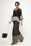 Shop_Sobariko_Black Brocade Woven Geometric Collared Neck Jeha Panel Shirt With Pant _at_Aza_Fashions