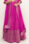 Sobariko_Pink Woven Butti V Neck Pattern Lehenga Set _Online_at_Aza_Fashions