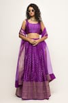 Buy_Sobariko_Purple Woven Butti Scoop Neck Pattern Lehenga And Blouse Set _at_Aza_Fashions