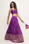 Buy_Sobariko_Purple Woven Butti Scoop Neck Pattern Lehenga And Blouse Set _Online_at_Aza_Fashions