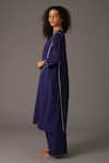 Buy_Khat_Blue Handloom , Piping Serenity Hand Embroidered Kurta With Pant _Online_at_Aza_Fashions