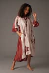 Buy_KHAT_White Chanderi Silk Print Fleur Bloom Mandarin Collar Texture Dress With Inner _at_Aza_Fashions