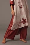 KHAT_White Chanderi Silk Print Fleur Bloom Mandarin Collar Texture Kurta Pant Set _at_Aza_Fashions