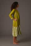 Buy_KHAT_Green Mul Print Striped Round Neck Midi Dress _Online_at_Aza_Fashions