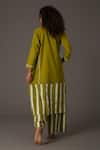 Shop_KHAT_Green Mul Print Striped Round Neck Kurta With Pant _at_Aza_Fashions