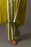 Buy_KHAT_Green Mul Print Striped V Neck Kurta With Pant 