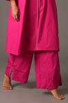 KHAT_Pink Poplin Cotton Printed Polka Dot Round Kurta And Flared Pant Set _Online_at_Aza_Fashions