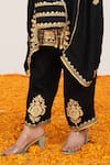 Buy_Daljit Sudan_Black Crepe Embroidered Aari Tilla Mandarin Collar Kurta Pant Set _Online_at_Aza_Fashions