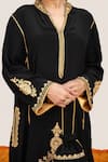 Shop_Daljit Sudan_Black Crepe Embroidered Aari Tilla Mandarin Collar Kurta Pant Set _Online_at_Aza_Fashions