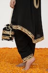 Shop_Daljit Sudan_Black Crepe Embroidered Aari Tilla Notched Floral Kurta Pant Set _Online_at_Aza_Fashions