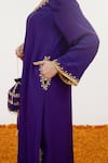 Buy_Daljit Sudan_Purple Crepe Embroidered Pop Tilla V-neck Floral Vine Border Kurta Pant Set _Online_at_Aza_Fashions