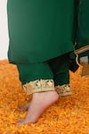 Shop_Daljit Sudan_Green Crepe Embroidered Pop Tilla V-neck Kurta Pant Set _Online_at_Aza_Fashions