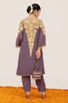 Shop_Daljit Sudan_Purple Crepe Embroidered Aari Tilla Mandarin Collar Floral Jaal Kurta Pant Set _at_Aza_Fashions