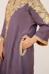 Shop_Daljit Sudan_Purple Crepe Embroidered Aari Tilla Mandarin Collar Floral Jaal Kurta Pant Set _Online_at_Aza_Fashions