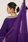 Buy_Daljit Sudan_Purple Crepe Embroidered Pop Tilla V-neck Paisley Vine Kurta Pant Set _Online_at_Aza_Fashions