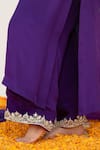 Shop_Daljit Sudan_Purple Crepe Embroidered Pop Tilla V-neck Paisley Vine Kurta Pant Set _Online_at_Aza_Fashions