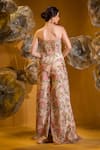 Shop_SONIA BADERIA_Beige Taffeta Print Floral Sweetheart Embroidered Corset Jumpsuit _at_Aza_Fashions