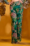 Buy_SONIA BADERIA_Green Chiffon Printed Floral High Tropical Cropped Jacket And Flared Pant Set _Online_at_Aza_Fashions