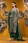 Shop_SONIA BADERIA_Green Chiffon Printed Flower Notched Swarovski Embellished Kurta Set _Online_at_Aza_Fashions