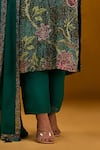 SONIA BADERIA_Green Chiffon Printed Flower Notched Swarovski Embellished Kurta Set _at_Aza_Fashions