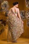 Shop_SONIA BADERIA_Beige Chiffon Printed Floral Sweetheart Neck Saree With Bralette _at_Aza_Fashions