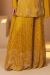 BAIDEHI_Yellow Chinon Georgette Embroidery Floral Round Neck Bloom Kurta Sharara Set _at_Aza_Fashions