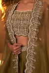 Buy_BAIDEHI_Green Jacket And Palazzo Organza Embroidery Cutdana And Sequin Floret Set _Online_at_Aza_Fashions