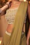 Buy_BAIDEHI_Green Blouse Bamber Silk Embroidery Cutdana And Sequin Pre-draped Saree With _Online_at_Aza_Fashions