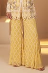 BAIDEHI_Yellow Georgette Embroidery Thread Zero Neck Sequin Kurta With Palazzo _Online_at_Aza_Fashions