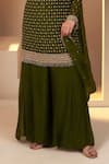 BAIDEHI_Green Kurta Chinon Georgette Embroidery Seuins Round Neck Floret Sharara Set _at_Aza_Fashions