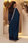 Shop_BAIDEHI_Blue Kurta Chinon Georgette Embroidery Seuins Round Floret Dabka Sharara Set _at_Aza_Fashions