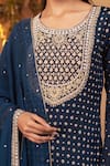 Shop_BAIDEHI_Blue Kurta Chinon Georgette Embroidery Seuins Round Floret Dabka Sharara Set _Online_at_Aza_Fashions