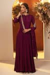 Buy_BAIDEHI_Purple Chinon Georgette Embroidered Sequin Band Zari Anarkali With Dupatta _Online_at_Aza_Fashions