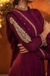 Shop_BAIDEHI_Purple Chinon Georgette Embroidered Sequin Band Zari Anarkali With Dupatta _Online_at_Aza_Fashions