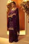 Shop_BAIDEHI_Purple Chinon Georgette Embroidered Bandhani Leheriya Print Kurta Sharara Set _at_Aza_Fashions