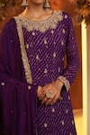 Shop_BAIDEHI_Purple Chinon Georgette Embroidered Bandhani Leheriya Print Kurta Sharara Set _Online_at_Aza_Fashions