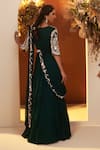 Shop_BAIDEHI_Green Georgette Embroidered Dabka Round Tiered Saree Gown With Waist Belt _at_Aza_Fashions