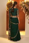 Shop_BAIDEHI_Green Blouse Bamber Silk Embroidered Resham Scallop Lehenga Saree With _at_Aza_Fashions