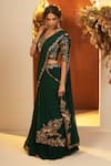 Buy_BAIDEHI_Green Blouse Bamber Silk Embroidered Resham Scallop Lehenga Saree With _Online_at_Aza_Fashions