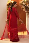 Shop_BAIDEHI_Red Kurta And Sharara Georgette Embroidered Sequin Round Zari Set _at_Aza_Fashions