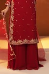 Shop_BAIDEHI_Red Kurta And Sharara Georgette Embroidered Sequin Round Zari Set _Online_at_Aza_Fashions