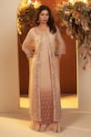 BAIDEHI_Beige Kurta And Palazzo Georgette Embroidered Cutdana Round Attached Jacket Set _Online_at_Aza_Fashions