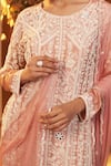 BAIDEHI_Pink Kurta And Sharara Chinon Georgette Embroidered Bead Round Mirror Set _at_Aza_Fashions