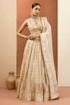 Buy_Neha Khullar_Ivory Banarasi Chanderi Woven Geometric Sweetheart Neck Pattern Lehenga Set _at_Aza_Fashions