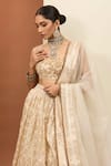 Buy_Neha Khullar_Ivory Banarasi Chanderi Woven Geometric Sweetheart Neck Pattern Lehenga Set _Online_at_Aza_Fashions