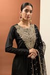 Buy_Neha Khullar_Black Pure Silk Hand Embroidery Zardozi Round Neck Kurta Pant Set _Online_at_Aza_Fashions