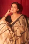 BANANA labs_Beige Chanderi Geometric Pattern Saree _Online